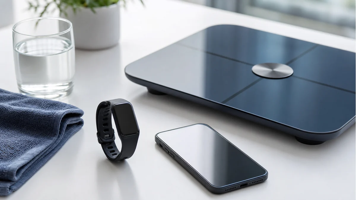 Fitness-Tracker am Handgelenk als Symbol für die Beobachtung von Aktivität und Kalorienbedarf über mehrere Wochen