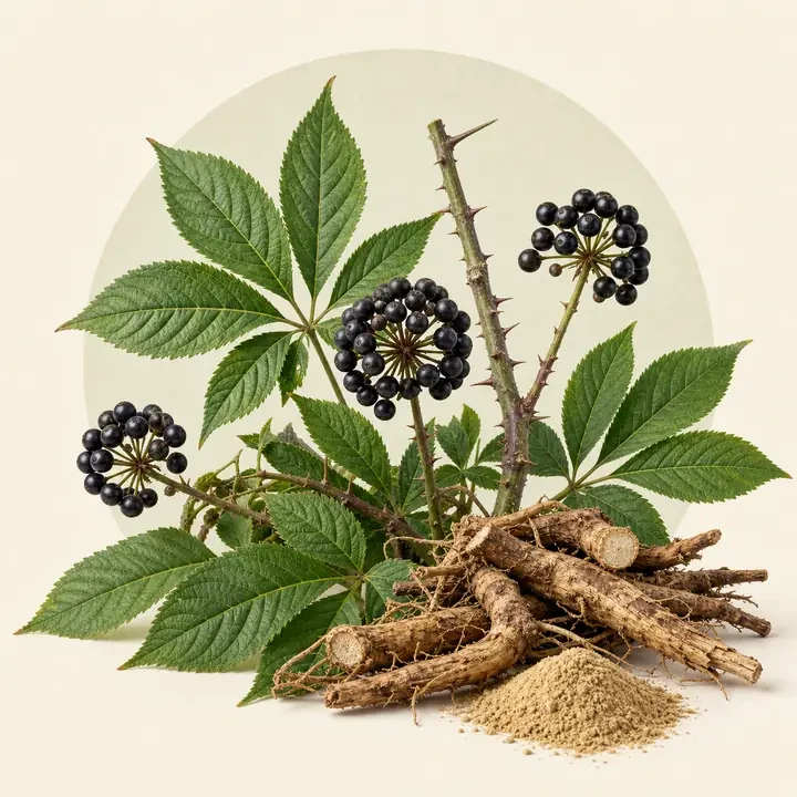 Eleuthero (Sibirischer Ginseng): Pflanze, Rohstoff und Extraktdarstellung im Inhaltsstoffe-Lexikon