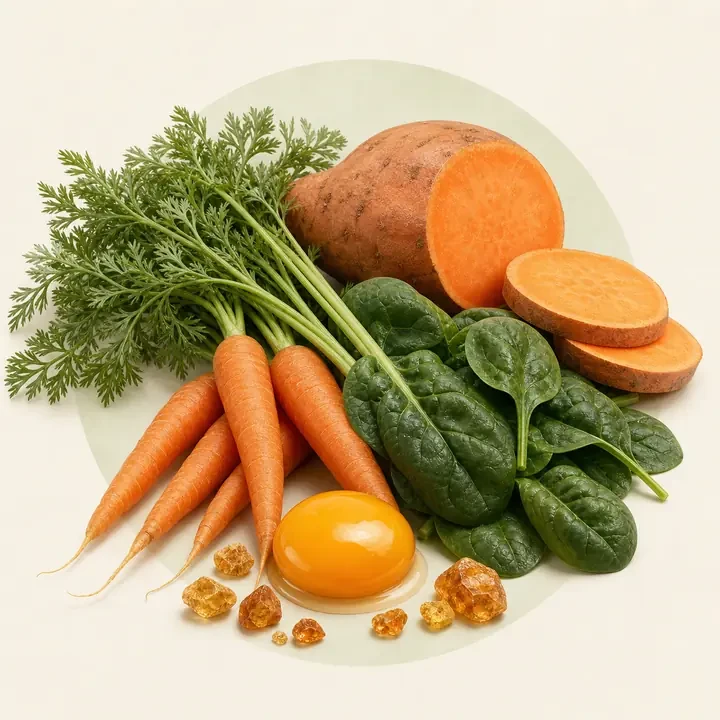 Vitamin A: natürliche Quellen und redaktionelle Nährstoffdarstellung