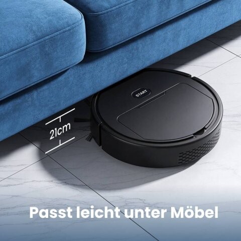 DustaPro passt mit 21 cm Höhe leicht unter ein Sofa