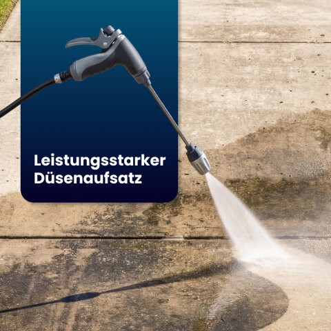 Jetterix Hochdruckwasserdüse am Gartenschlauch für Reinigung von Terrasse und Außenflächen