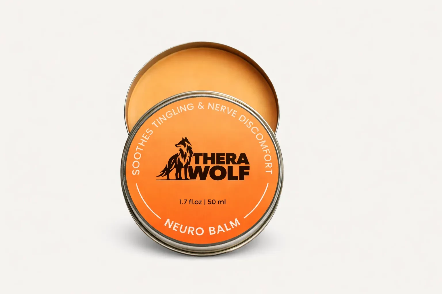 Therawolf Neuro Balm in der 50-ml-Dose für eine kühlende Massage bei beanspruchten Bereichen