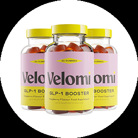 Velomi GLP-1 Booster Dreierpack mit drei Flaschen Himbeer-Gummies